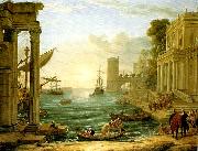 Claude Lorrain seaport with the embarkation of the queen of sheba oil on canvas